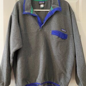 Patagonia Gray Fleece with Blue Trim